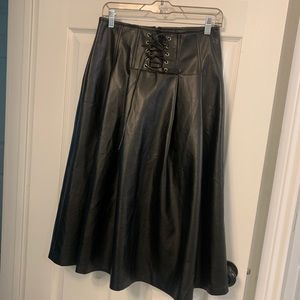 Fashion Nova black faux leather skirt mid length